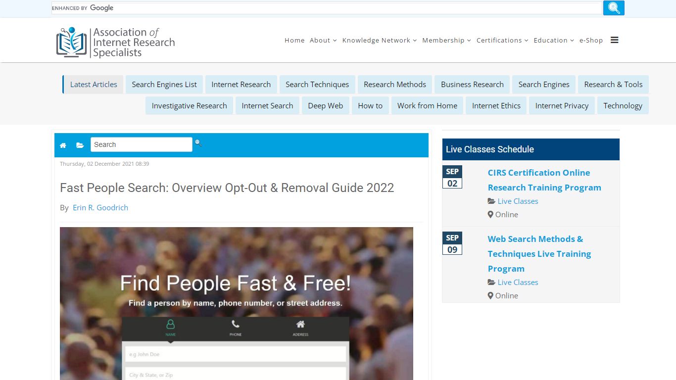 Fast People Search: Overview Opt-Out & Removal Guide 2022 - AOFIRS